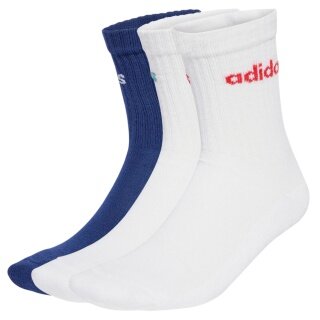 adidas Sportsocken Linear Crew Cushioned (Baumwolle) weiss/blau - 3 Paar