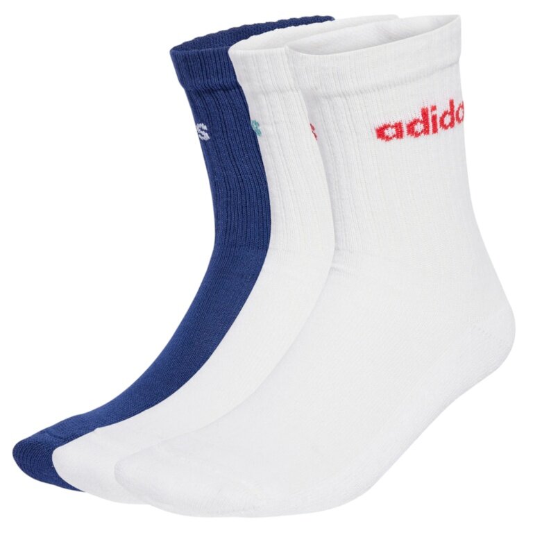 adidas Sportsocken Linear Crew Cushioned (Baumwolle) weiss/blau - 3 Paar