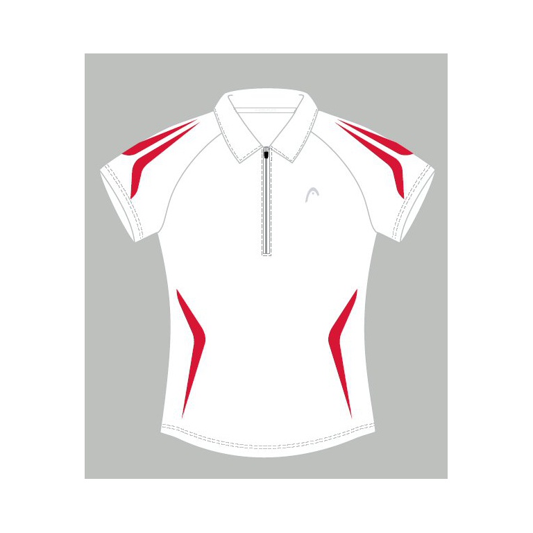 Head Polo Zip weiß/rot Damen (Größe S)