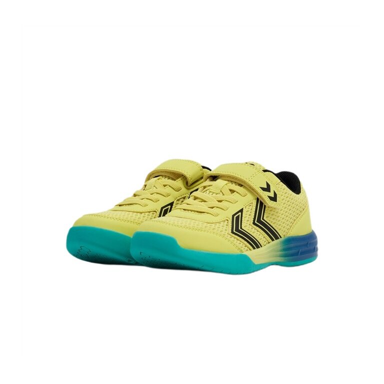 hummel Hallen-Indoorschuhe Multiplay Flex VC (Klettverschluss) limonegrün/blau Kinder
