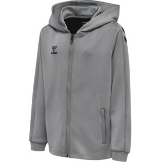 hummel Sport-Kapuzenjacke hmlCORE XK Poly Zip Hood Sweat (Polyester-Sweatstoff) mit Kapuze grau Kinder