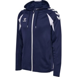hummel Kapuzenpullover hmlCORE 2.0 Full-Zip Hoodie (100% rec. Polyester) marineblau/weiss Herren