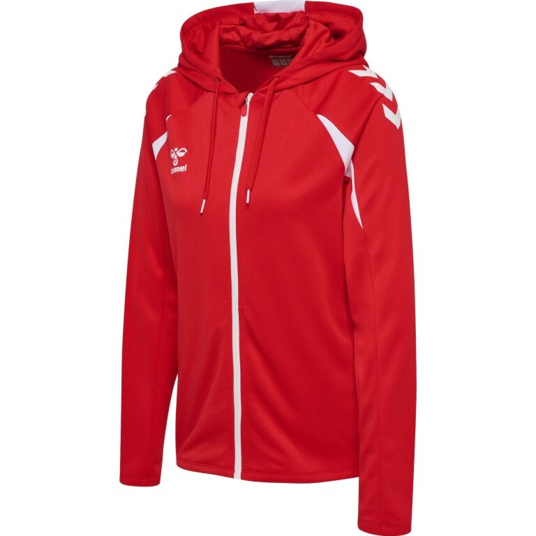 hummel Kapuzenpullover hmlCORE 2.0 Full-Zip Hoodie (100% rec. Polyester) rot/weiss Damen