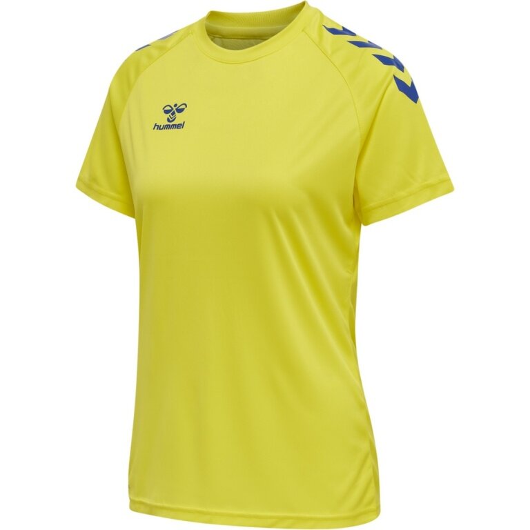 hummel Sport-Shirt hmlCORE XK Core Poly (Interlock-Stoff) Kurzarm gelb/blau Damen