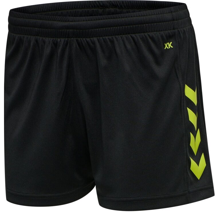 hummel Sporthose hmlCORE XK Poly Shorts (robuster Doppelstrick, ohne Seitentaschen) kurz schwarz/limegrün Damen