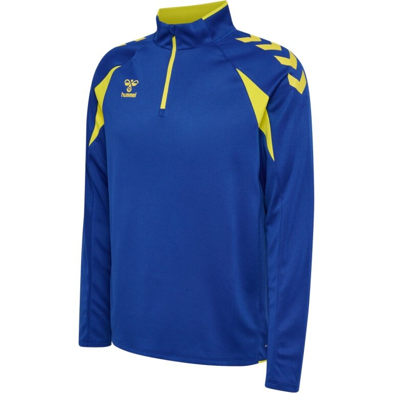 hummel Sport-Langarmshirt hmlCORE 2.0 Half Zip (optimale Bewegungsfreiheit) blau/gelb Herren
