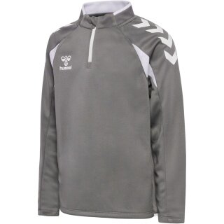 hummel Sport-Langarmshirt hmlCORE 2.0 Half Zip (optimale Bewegungsfreiheit) grau/weiss Jungen