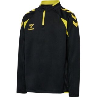 hummel Sport-Langarmshirt hmlCORE 2.0 Half Zip (optimale Bewegungsfreiheit) schwarz/gelb Jungen