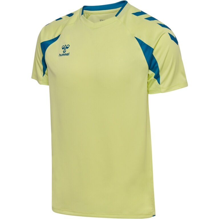 hummel Sport-Shirt hmlCORE 2.0 (rec. Polyester, optimale Bewegungsfreiheit) kurzarm limegrün/blau Herren