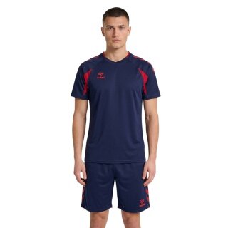hummel Sport-Shirt hmlCORE 2.0 (rec. Polyester, optimale Bewegungsfreiheit) kurzarm marineblau/rot Herren