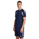 hummel Sport-Shirt hmlCORE 2.0 (rec. Polyester, optimale Bewegungsfreiheit) kurzarm marineblau/weiss Herren