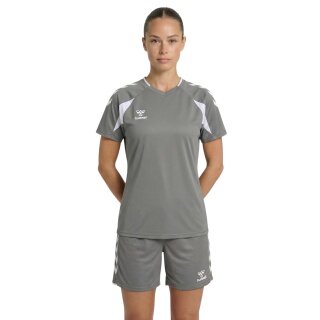 hummel Sport-Shirt hmlCORE 2.0 (rec. Polyester, optimale Bewegungsfreiheit) grau/weiss Damen