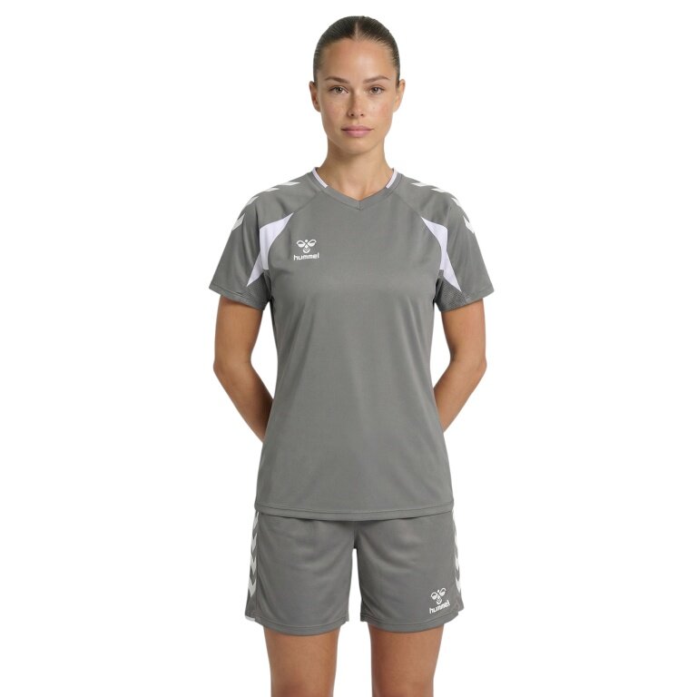 hummel Sport-Shirt hmlCORE 2.0 (rec. Polyester, optimale Bewegungsfreiheit) grau/weiss Damen