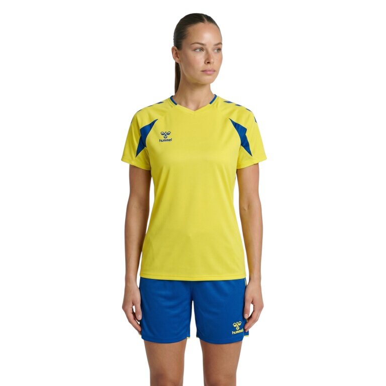 hummel Sport-Shirt hmlCORE 2.0 (rec. Polyester, optimale Bewegungsfreiheit) kurzarm gelb/blau Damen