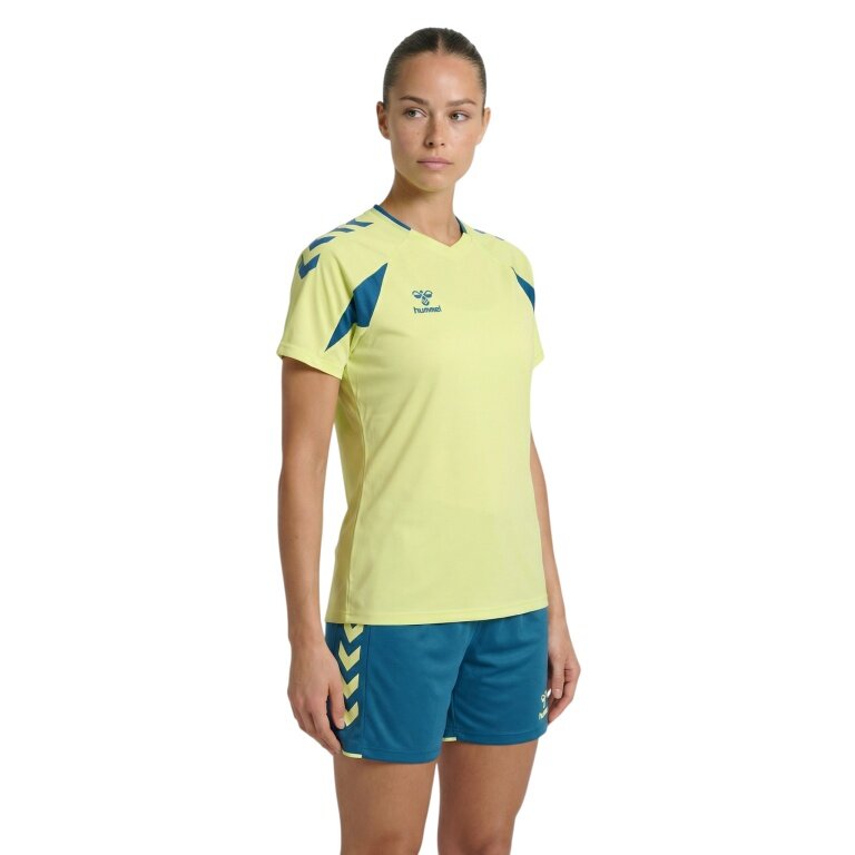 hummel Sport-Shirt hmlCORE 2.0 (rec. Polyester, optimale Bewegungsfreiheit) kurzarm hellgelb/blau Damen