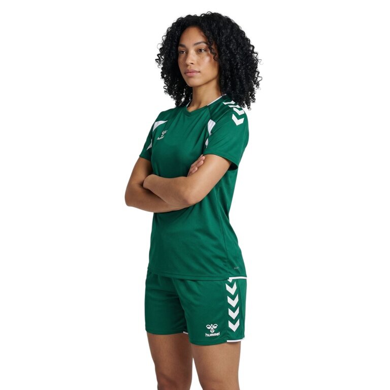 hummel Sport-Shirt hmlCORE 2.0 (rec. Polyester, optimale Bewegungsfreiheit) kurzarm dunkelgrün/weiss Damen