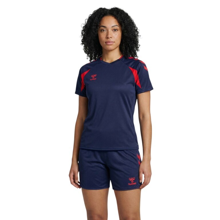 hummel Sport-Shirt hmlCORE 2.0 (rec. Polyester, optimale Bewegungsfreiheit) kurzarm marineblau/rot Damen