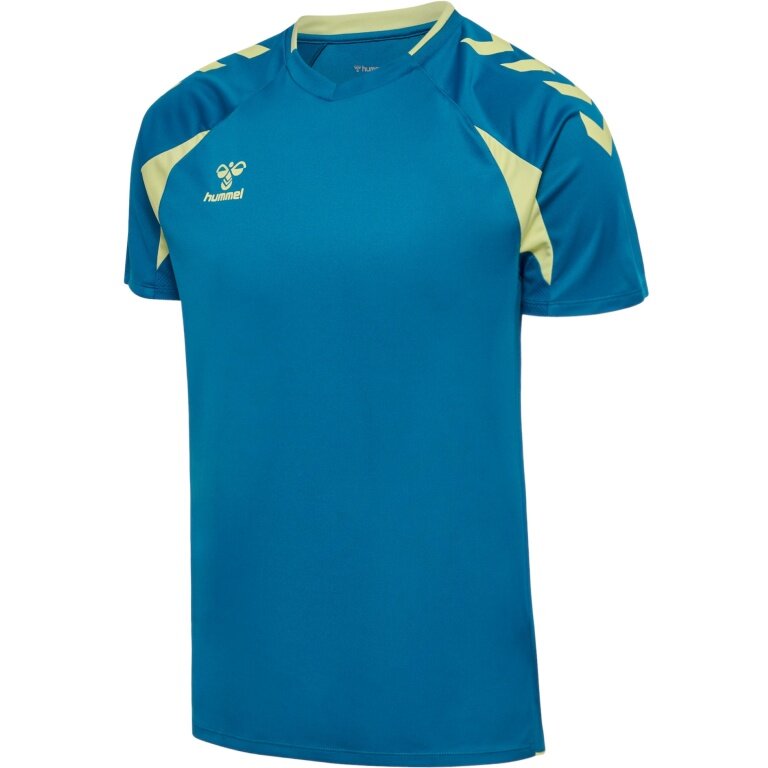 hummel Sport-Shirt hmlCORE 2.0 (rec. Polyester, optimale Bewegungsfreiheit) kurzarm blau/limegrün Herren