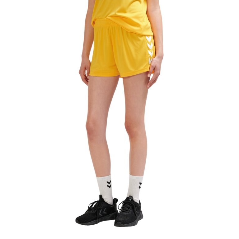 hummel Sporthose hmlCORE XK Poly Shorts (robuster Doppelstrick, ohne Seitentaschen) kurz gelb Damen