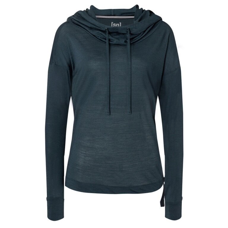 super natural Kapuzenpullover Funnel Hoodie (Merinowolle) dunkelblau Damen