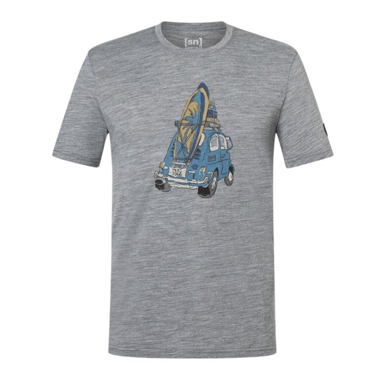 super natural Freizeit-Tshirt Carsurf Tee (Merino-Mix) grau Herren