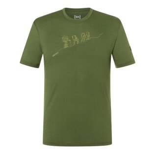 super natural Wander-/Freizeit Tshirt Graphic Hiking - Merinowollmix - olivegrün Herren
