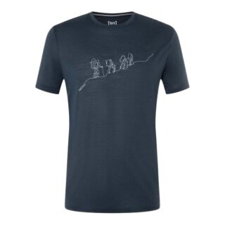 super natural Wander-/Freizeit Tshirt Graphic Hiking - Merinowollmix - blueberry navyblau Herren