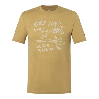 super natural Freizeit-Tshirt Wood Cote D'Azur Tee (Merino-Mix) gelb Herren