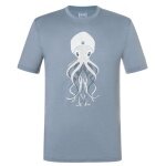 super natural Sport-/Freizeitshirt Octopussy Tee (Merino-Mix, bequeme Passform) stonegrau/blau Herren